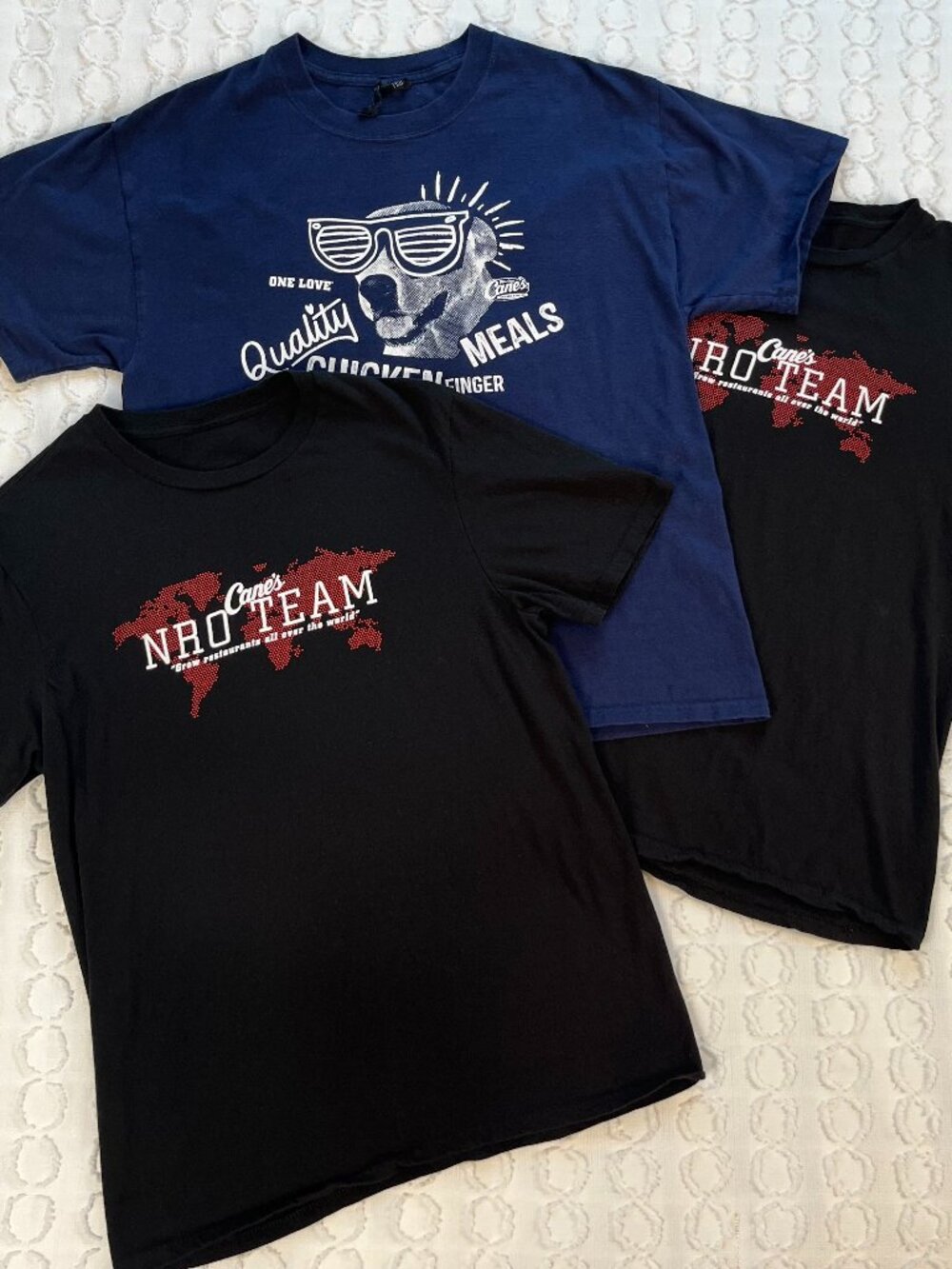Raising Cane's Chicken Fingers Crew T-Shirts Size Large Bundle of 3